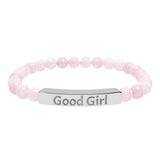 Good Girl DDlg Submissive Engraved Stone Stretch Bracelet