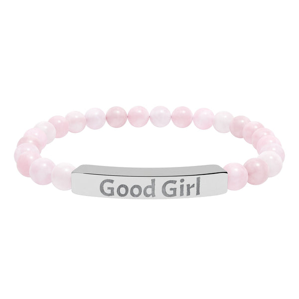 Good Girl DDlg Submissive Engraved Stone Stretch Bracelet