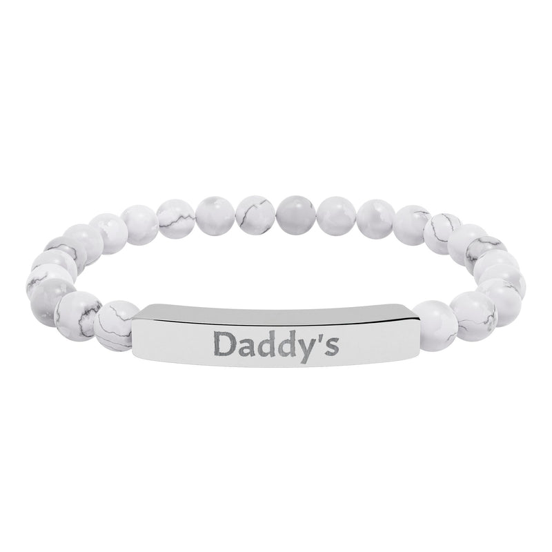 Daddy's DDlg Submissive Engraved Stone Stretch Bracelet