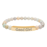 Good Girl DDlg Submissive Engraved Stone Stretch Bracelet