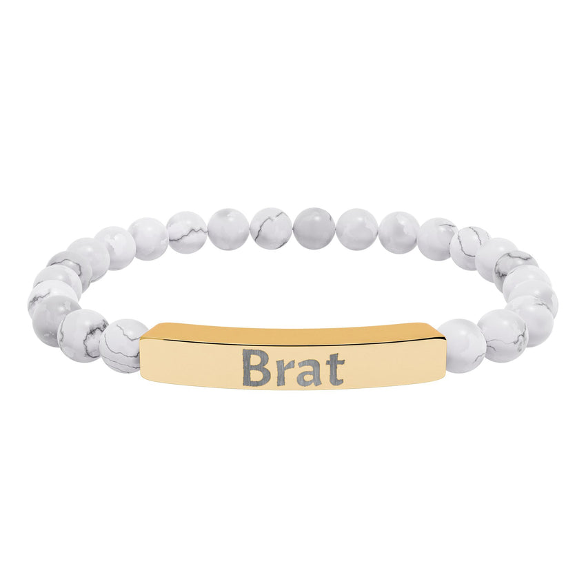 Brat Engraved Stone Stretch Bracelet