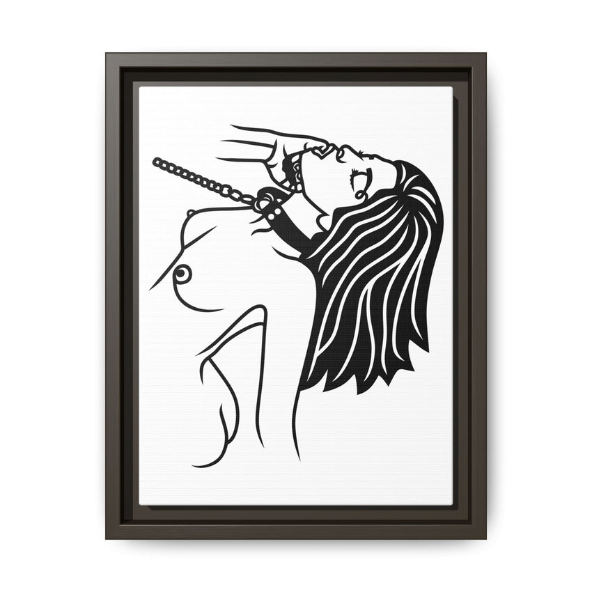 Minimalist BDSM Line Art Framed Canvas | Ball Gag Wall Art | Modern Alternative Lifestyle Décor
