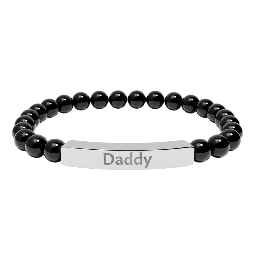 Bracelet Engraved Daddy - Natural Stone