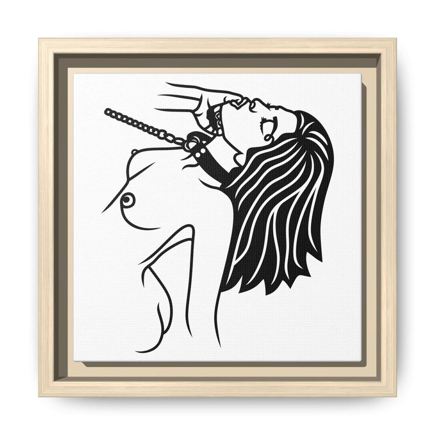 Minimalist BDSM Line Art Framed Canvas | Ball Gag Wall Art | Modern Alternative Lifestyle Décor