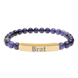 Brat Engraved Stone Stretch Bracelet