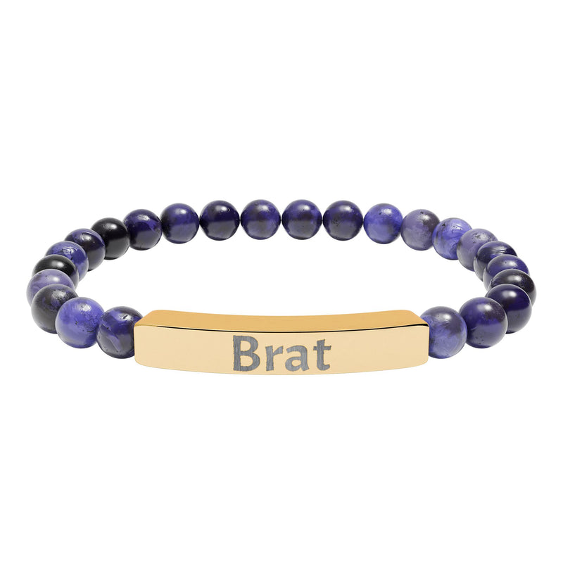 Brat Engraved Stone Stretch Bracelet