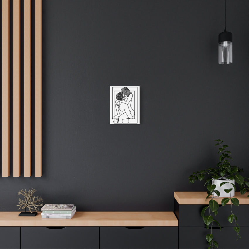 Minimalist Erotic Line Art Framed Canvas | Sensual Couple Wall Art | Modern Bedroom Décor