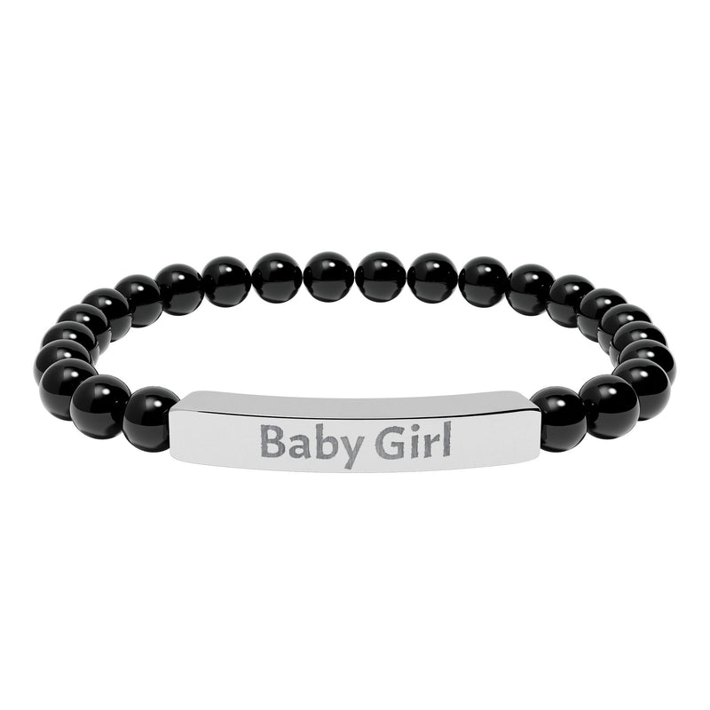Baby Girl DDlg Submissive Engraved Stone Stretch Bracelet