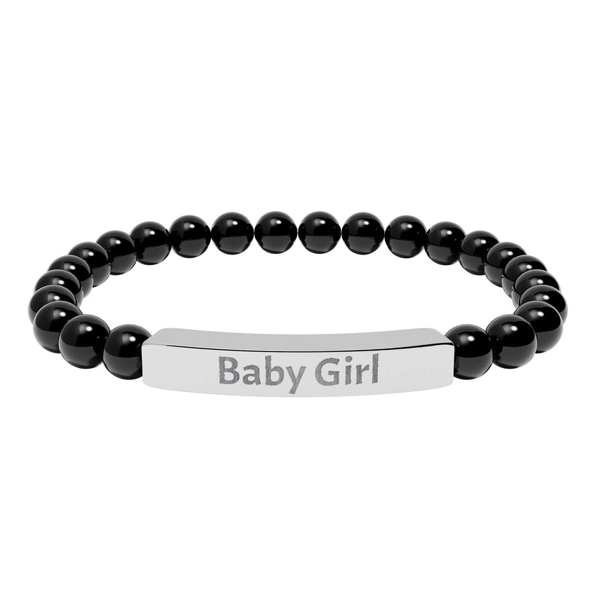 Baby Girl DDlg Submissive Engraved Stone Stretch Bracelet