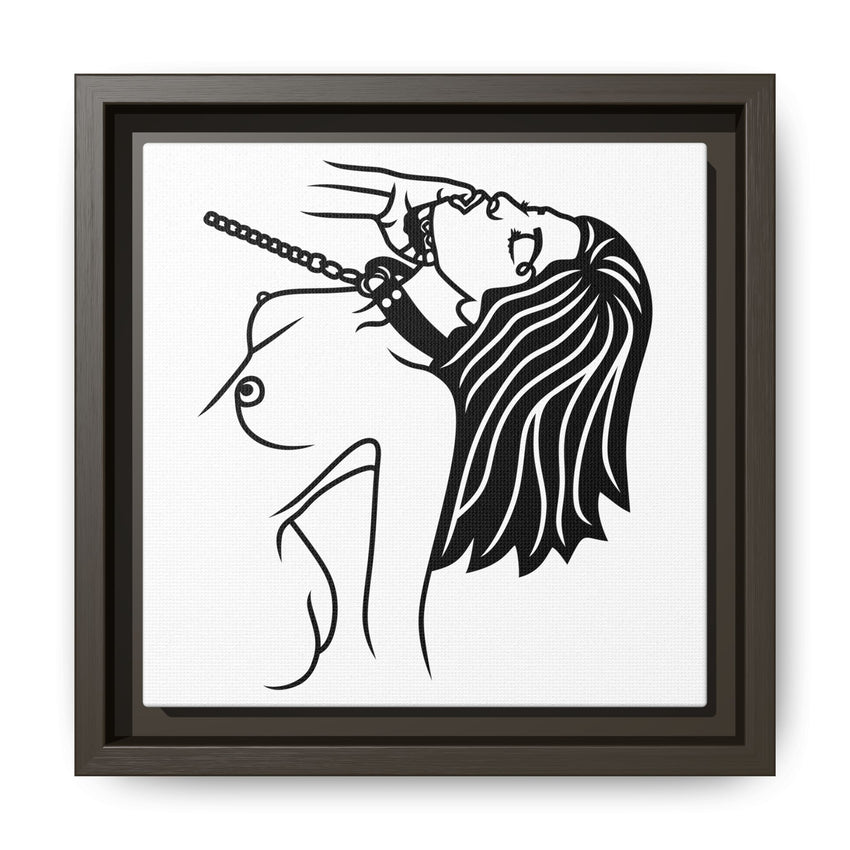 Minimalist BDSM Line Art Framed Canvas | Ball Gag Wall Art | Modern Alternative Lifestyle Décor