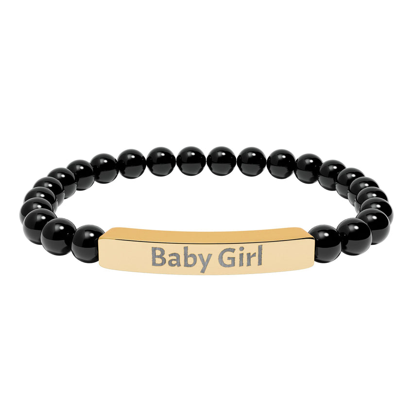 Baby Girl DDlg Submissive Engraved Stone Stretch Bracelet