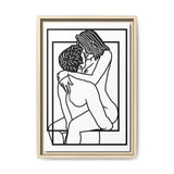 Lovers Line Art Framed Canvas | Romantic Couple Wall Art | Modern Bedroom Décor