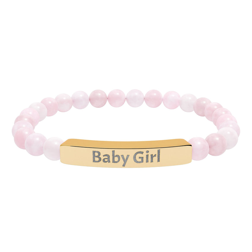 Baby Girl DDlg Submissive Engraved Stone Stretch Bracelet