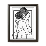 Lovers Line Art Framed Canvas | Romantic Couple Wall Art | Modern Bedroom Décor