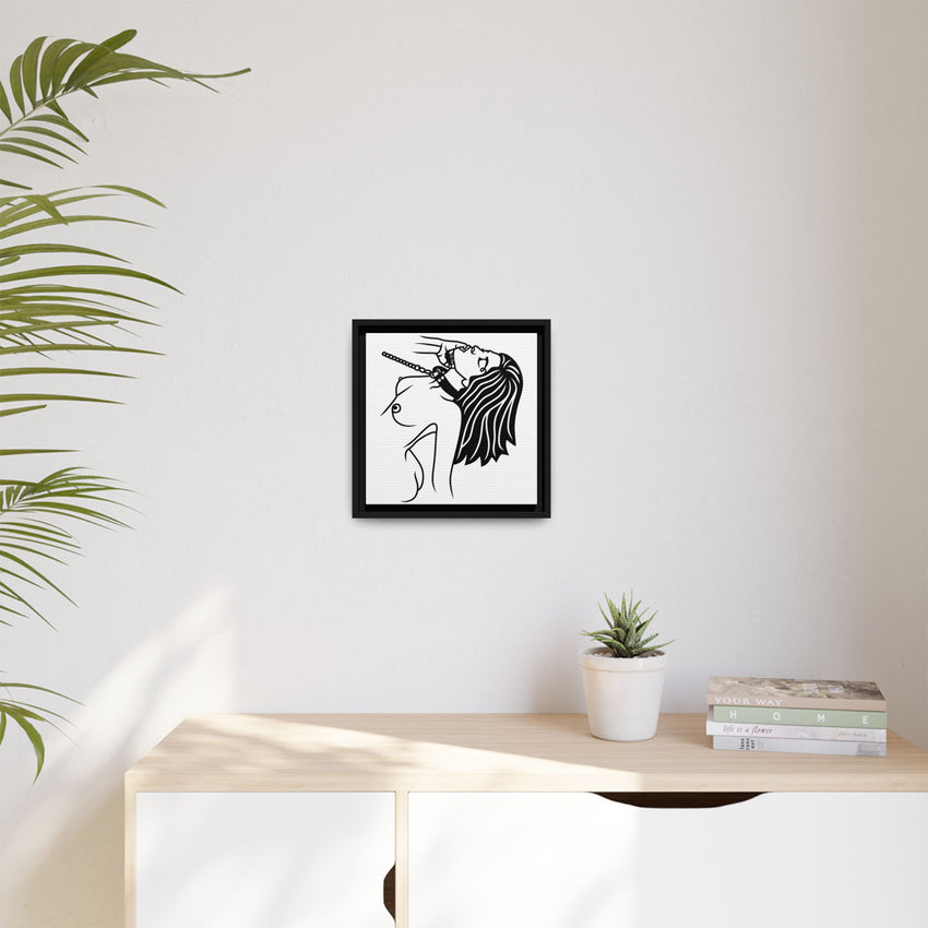 Minimalist BDSM Line Art Framed Canvas | Ball Gag Wall Art | Modern Alternative Lifestyle Décor