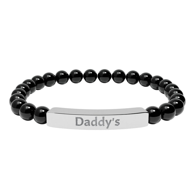 Daddy's DDlg Submissive Engraved Stone Stretch Bracelet