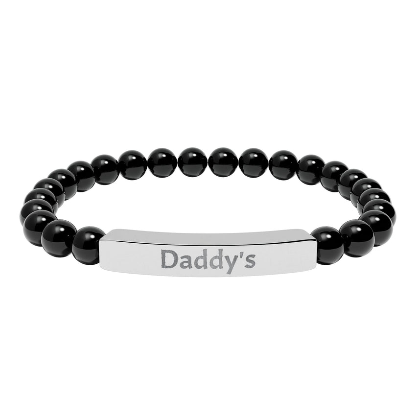 Daddy's DDlg Submissive Engraved Stone Stretch Bracelet