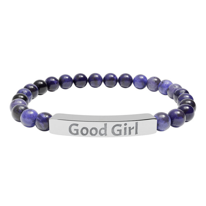 Good Girl DDlg Submissive Engraved Stone Stretch Bracelet