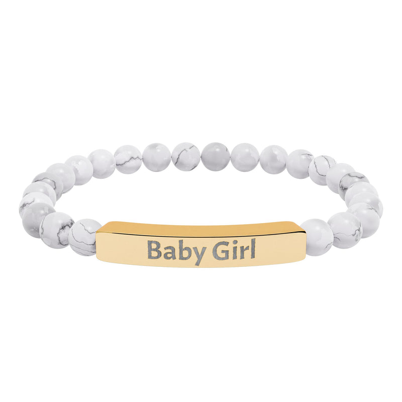 Baby Girl DDlg Submissive Engraved Stone Stretch Bracelet