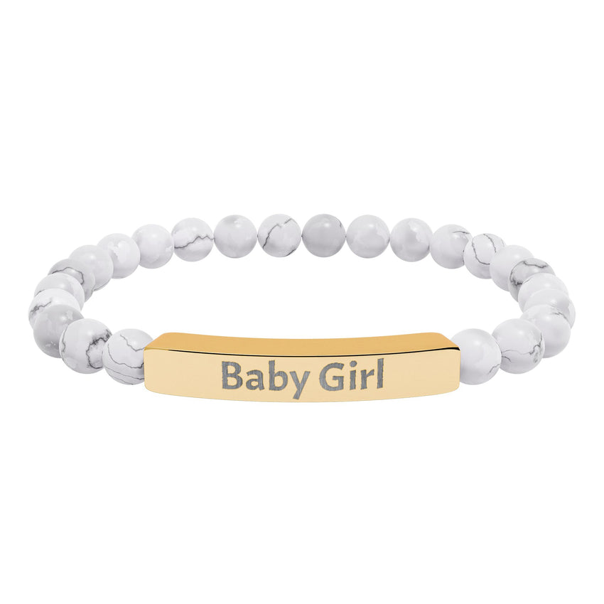 Baby Girl DDlg Submissive Engraved Stone Stretch Bracelet