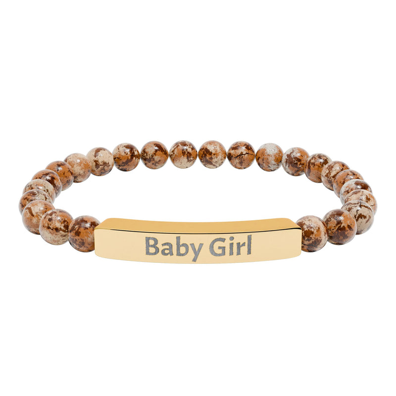 Baby Girl DDlg Submissive Engraved Stone Stretch Bracelet