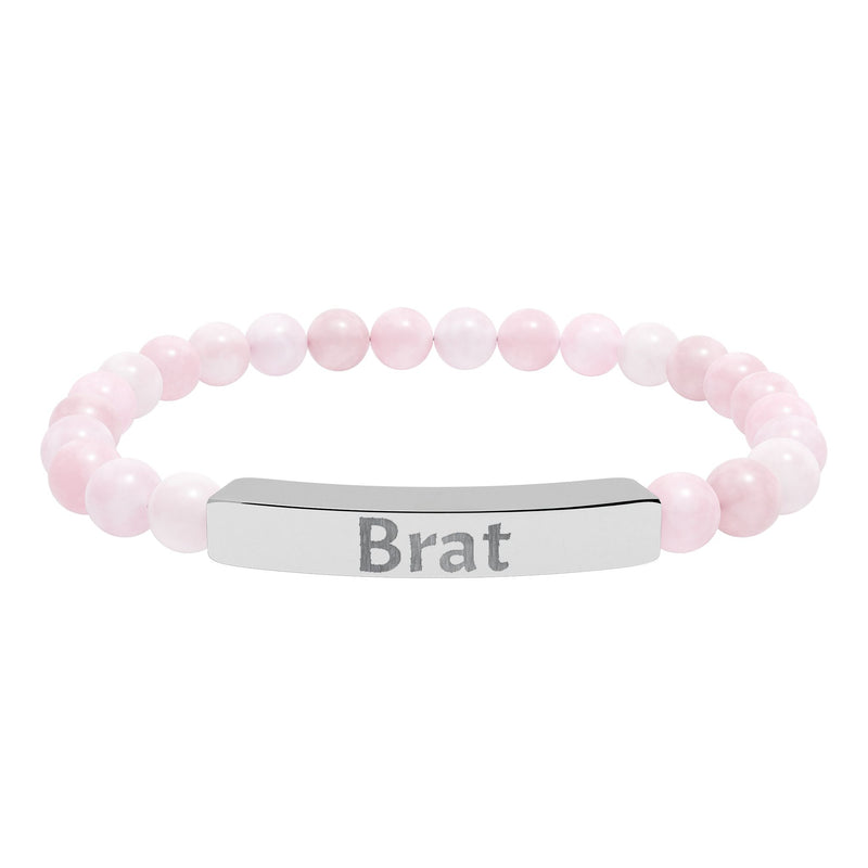 Brat Engraved Stone Stretch Bracelet
