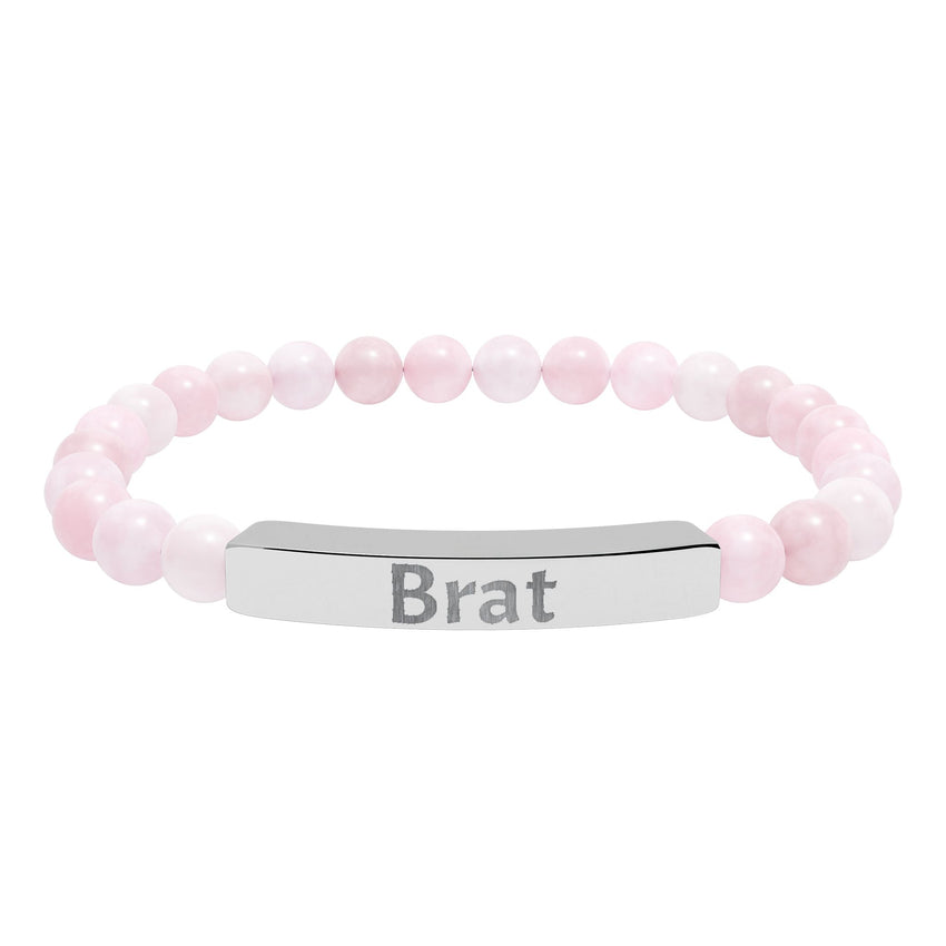 Brat Engraved Stone Stretch Bracelet