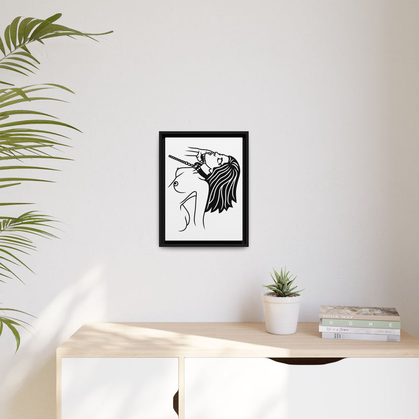 Minimalist BDSM Line Art Framed Canvas | Ball Gag Wall Art | Modern Alternative Lifestyle Décor