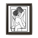 Lovers Line Art Framed Canvas | Romantic Couple Wall Art | Modern Bedroom Décor