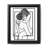 Lovers Line Art Framed Canvas | Romantic Couple Wall Art | Modern Bedroom Décor
