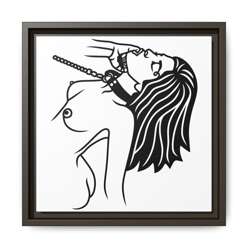 Minimalist BDSM Line Art Framed Canvas | Ball Gag Wall Art | Modern Alternative Lifestyle Décor