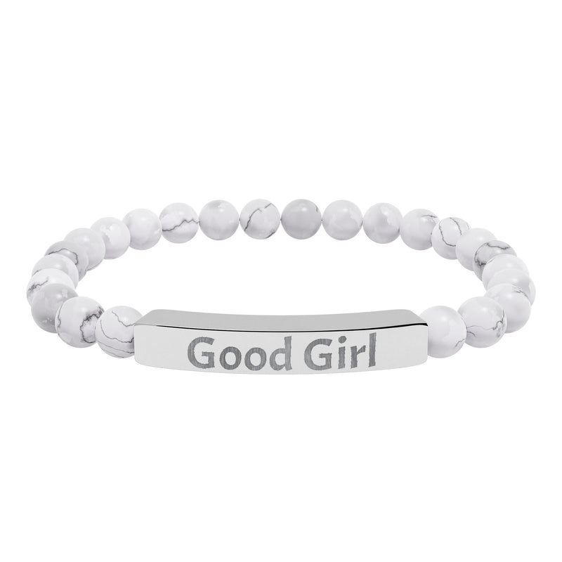 Good Girl DDlg Submissive Engraved Stone Stretch Bracelet