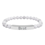 Brat Engraved Stone Stretch Bracelet