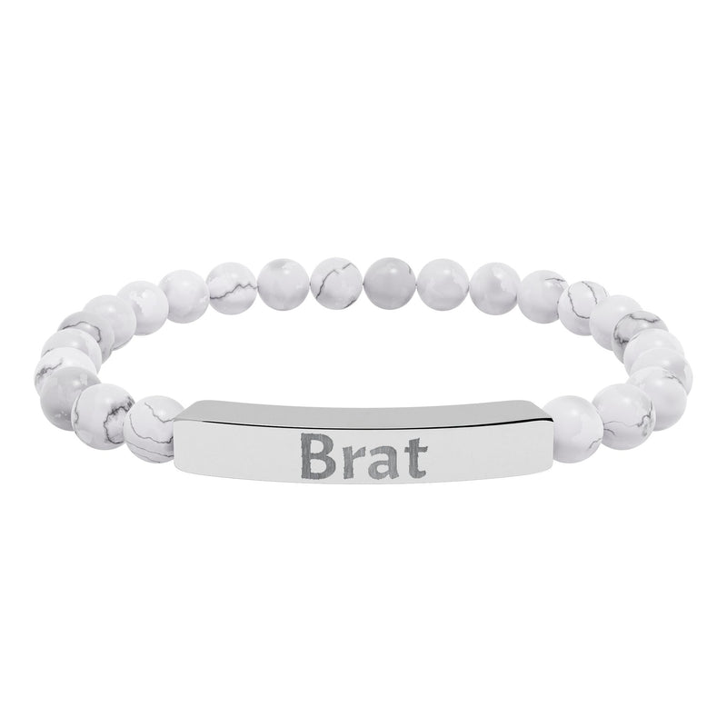Brat Engraved Stone Stretch Bracelet