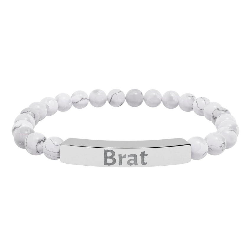 Brat Engraved Stone Stretch Bracelet