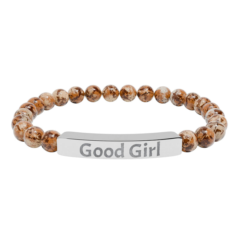 Good Girl DDlg Submissive Engraved Stone Stretch Bracelet