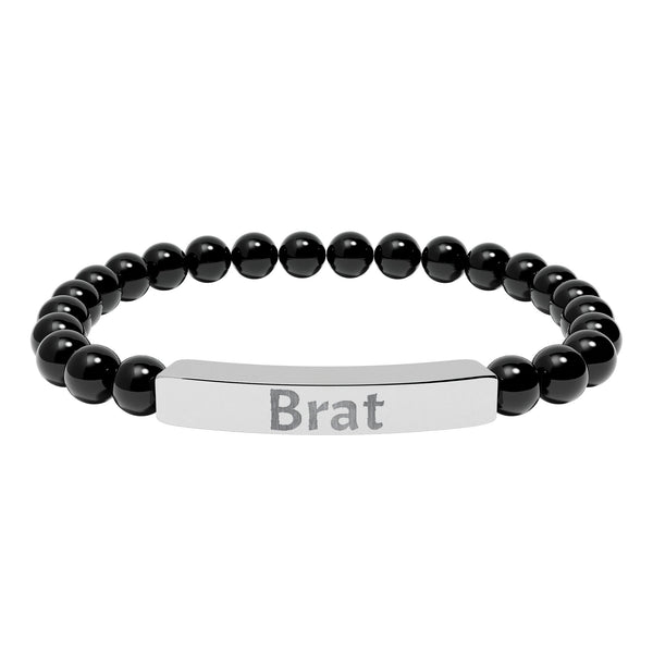 Brat Engraved Stone Stretch Bracelet