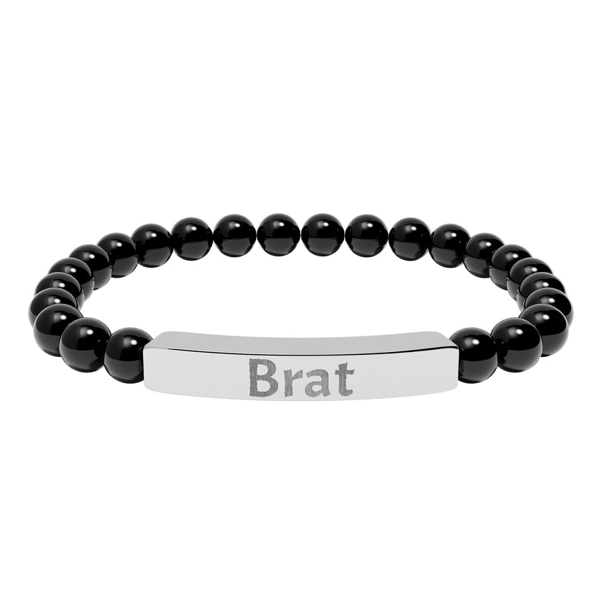 Brat Engraved Stone Stretch Bracelet