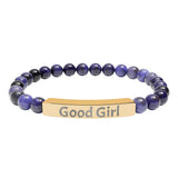 Good Girl DDlg Submissive Engraved Stone Stretch Bracelet