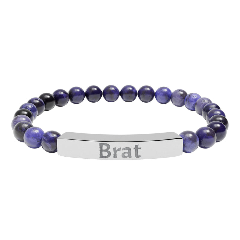 Brat Engraved Stone Stretch Bracelet