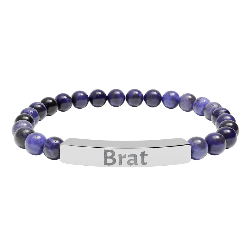 Brat Engraved Stone Stretch Bracelet