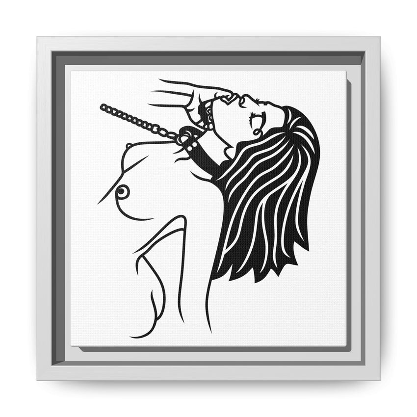 Minimalist BDSM Line Art Framed Canvas | Ball Gag Wall Art | Modern Alternative Lifestyle Décor