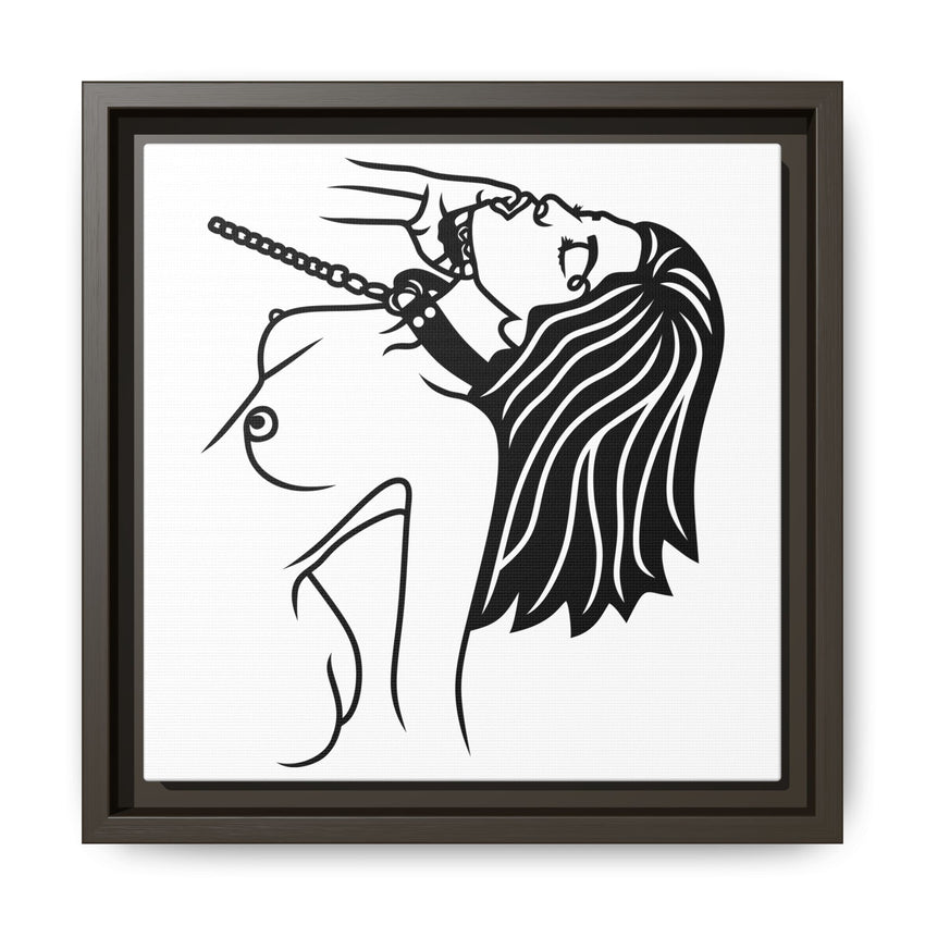Minimalist BDSM Line Art Framed Canvas | Ball Gag Wall Art | Modern Alternative Lifestyle Décor
