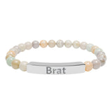 Brat Engraved Stone Stretch Bracelet
