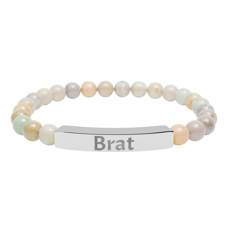Brat Engraved Stone Stretch Bracelet