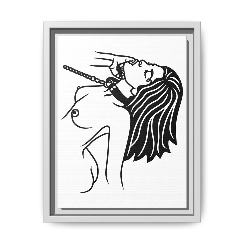 Minimalist BDSM Line Art Framed Canvas | Ball Gag Wall Art | Modern Alternative Lifestyle Décor
