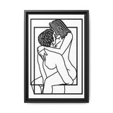 Lovers Line Art Framed Canvas | Romantic Couple Wall Art | Modern Bedroom Décor