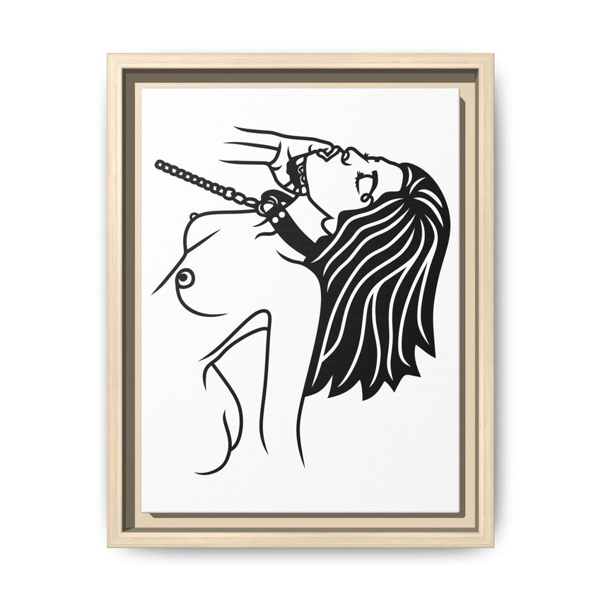 Minimalist BDSM Line Art Framed Canvas | Ball Gag Wall Art | Modern Alternative Lifestyle Décor