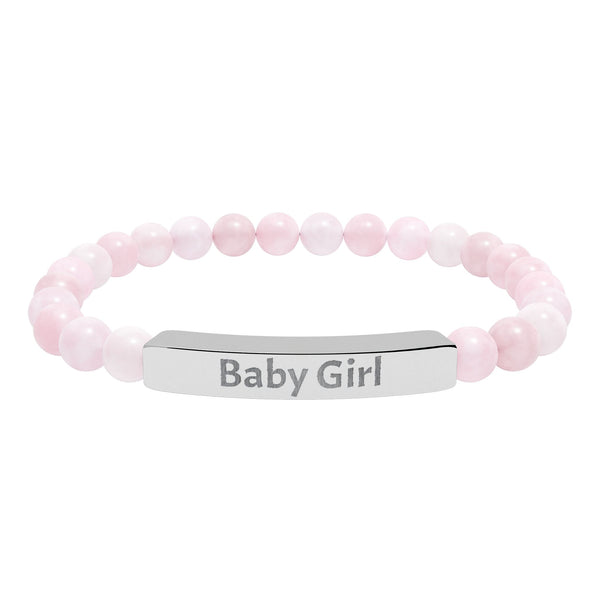 Baby Girl DDlg Submissive Engraved Stone Stretch Bracelet