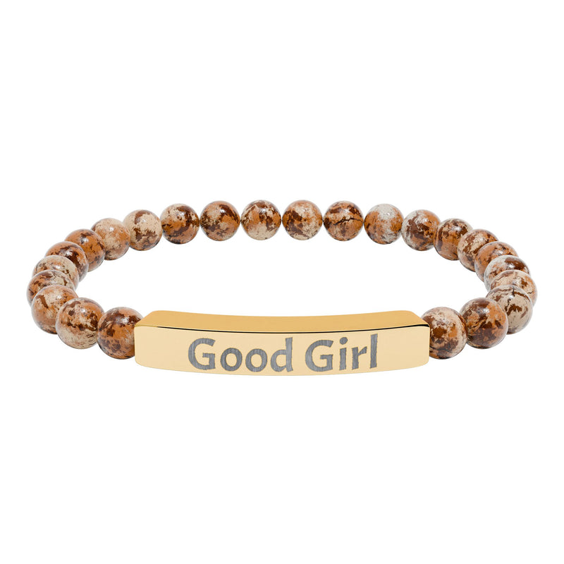 Good Girl DDlg Submissive Engraved Stone Stretch Bracelet